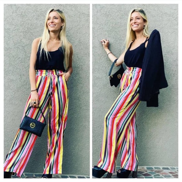 New York & Company Pants - NWT 7th Avenue New York & Company Wide Leg Multicolor Stripe Palazzo Pant Size 8